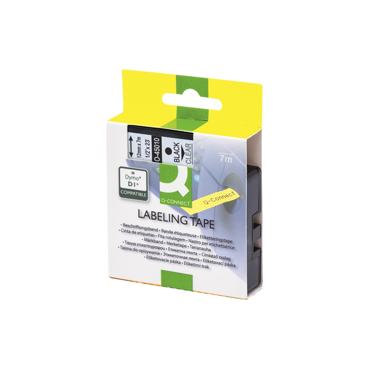 Tarrakasetti Q-CONNECT DYMO D1 45800 19 mm kirkas/musta