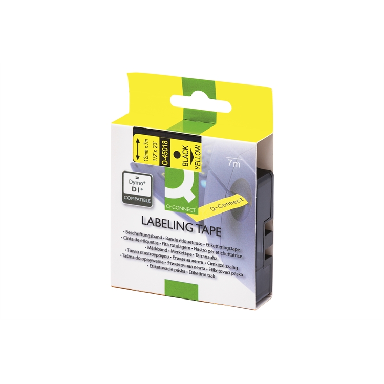 Tarrakasetti Q-CONNECT DYMO D1 45018 12 mm keltainen/musta