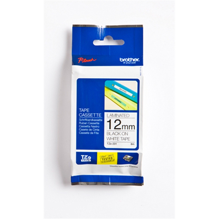 Tarrakasetti Brother TZe231 12 mm valkoinen/musta