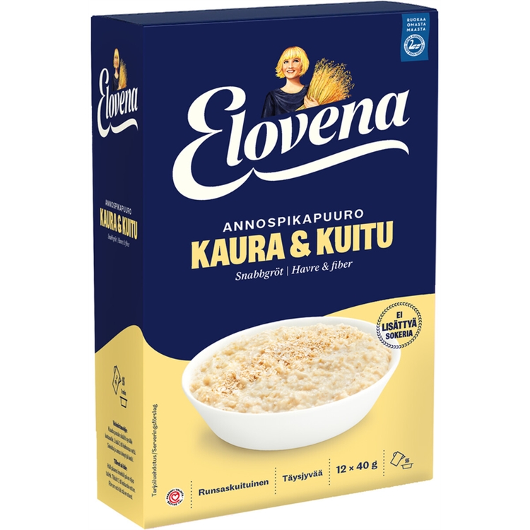 Annospikapuuro Elovena kaura-kuitu 12 x 40 g