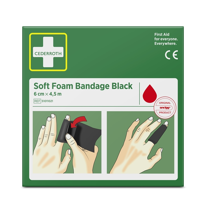 Laastari Cederroth Soft Foam musta 6 cm x 4,5 m
