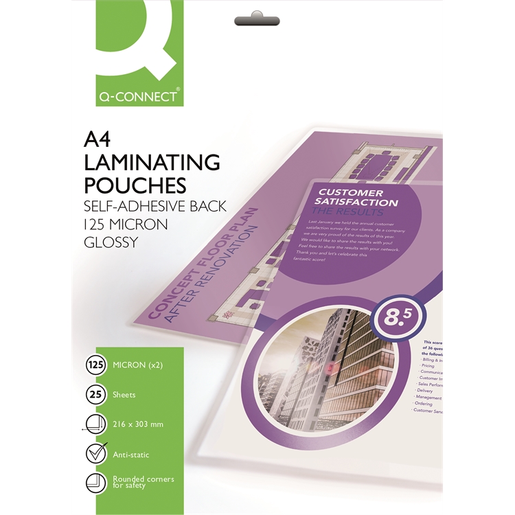 Laminointitasku Q-CONNECT A4 125 mic itseliimautuva /25