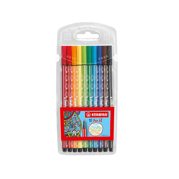 Kuitukärkikynä STABILO Pen 68 värilajitelma /10