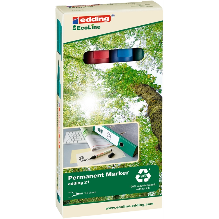 Huopakynä Edding 21 Ecoline 1,5-3mm värilajitelma 4 kpl