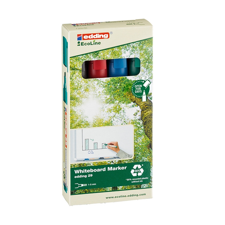 Valkotaulukynä Edding 29 Ecoline 1-5mm värilajitelma 4 kpl