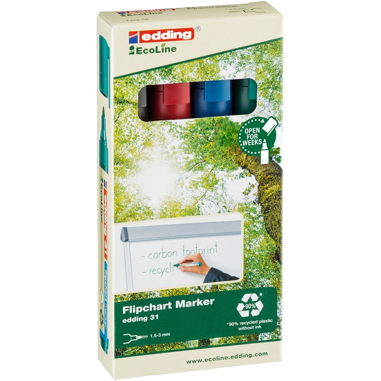 Lehtiökynä edding 31 Ecoline 1,5-3 mm värilajitelma 4 kpl