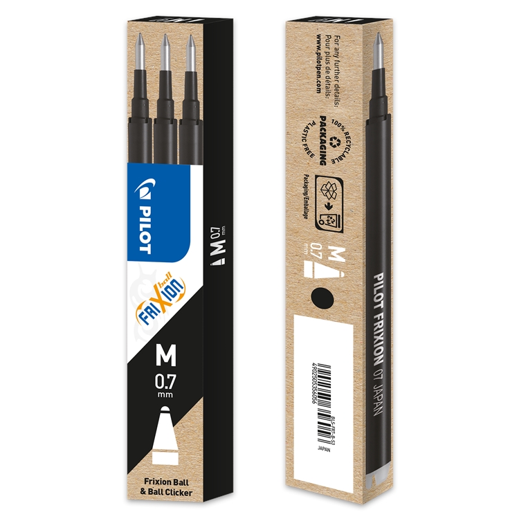 Vaihtosäiliö Pilot Frixion 0,7 mm musta 3 kpl