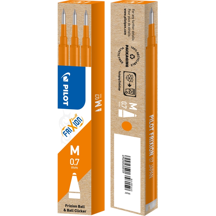 Vaihtosäiliö Pilot Frixion 0,7 mm oranssi 3 kpl