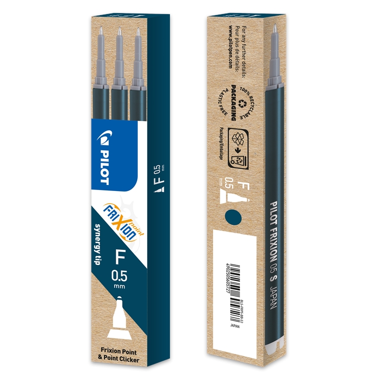 Vaihtosäiliö Pilot Frixion 0,5 mm sinimusta 3 kpl