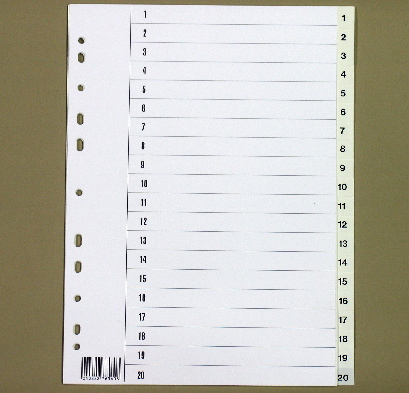 Numerohakemisto Esselte A4 kartonki 20-osainen