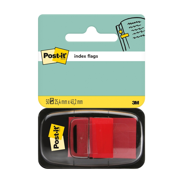 Teippimerkki Post-it Index 25,4 x 43,2 mm punainen /50