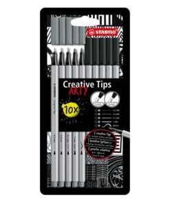 Kuitukärkikynä STABILO Creative Tips Arty musta + harmaa /10