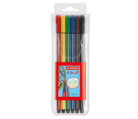 Kuitukärkikynä STABILO Pen 68 värilajitelma /6