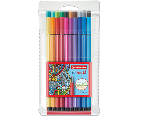 Kuitukärkikynä STABILO Pen 68 värilajitelma /20
