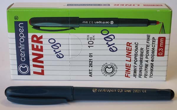 Kuitukärkikynä Centropen Liner 4621 0,3 mm musta