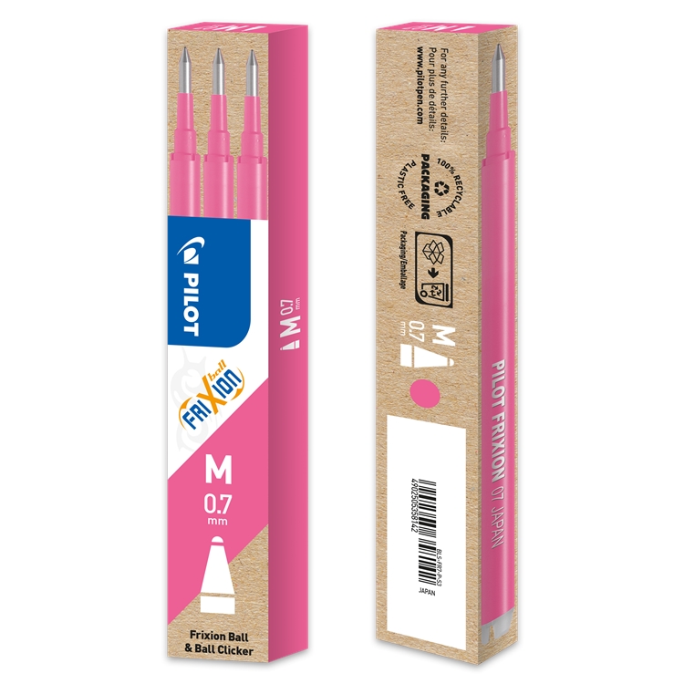 Vaihtosäiliö Pilot Frixion 0,7 mm pinkki 3 kpl