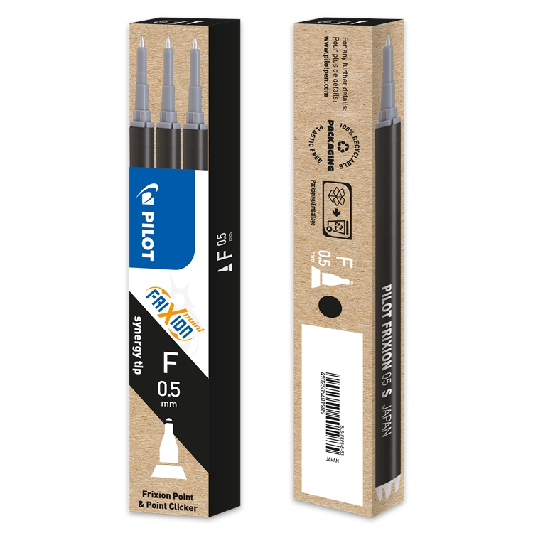 Vaihtosäiliö Pilot Frixion 0,5 mm musta 3 kpl