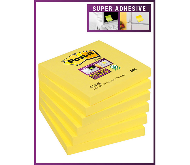 Viestilappu Post-it Super Sticky 76x76mm keltainen 6 kpl