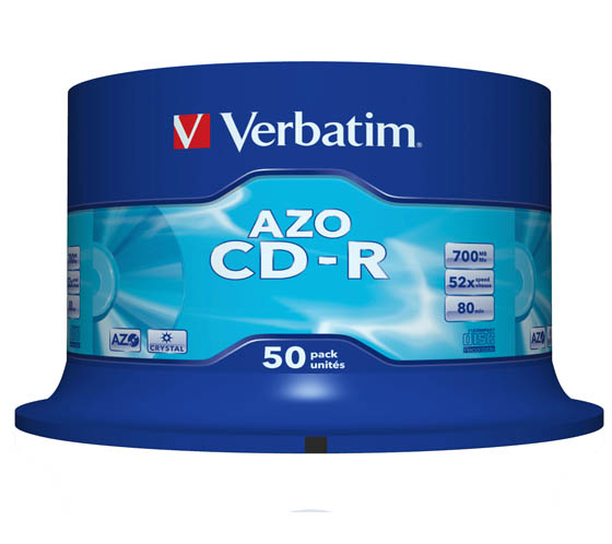 CD-R-levy Verbatim AZO Crystal 700 MB 52x /50