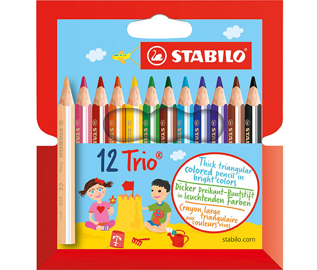 Värikynä STABILO Trio paksu & lyhyt värilajitelma /12