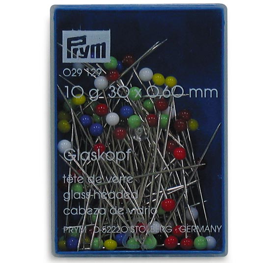 Nuppineula lasipää Prym 30 x 0,6 mm värilajitelma 10 g