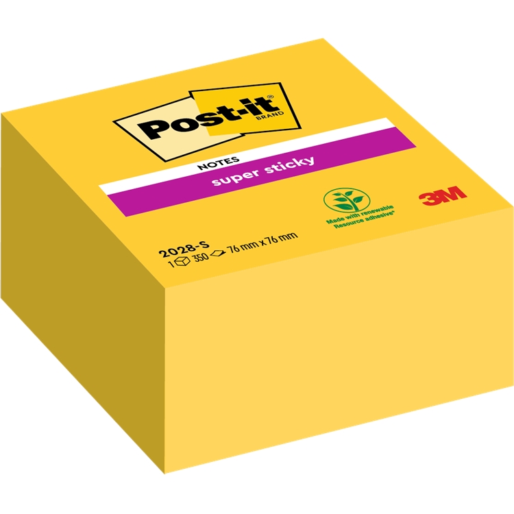 Viestilappukuutio Post-it Super Sticky 76x76mm keltainen