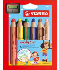 Värikynä STABILO woody 3in1 värilajitelma /6 + teroitin