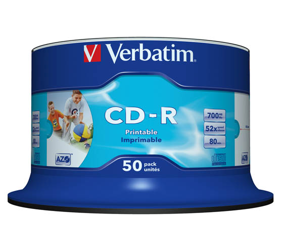 CD-R-levy Verbatim Wide Inkjet Printable 700 MB 52x /50
