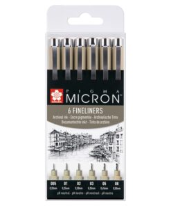 Kuitukärkikynä Sakura Pigma Micron musta 6 kpl