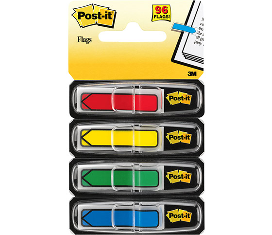 Teippimerkki Post-it Index nuoli 11,9 x 43,2mm värilaj /4x24