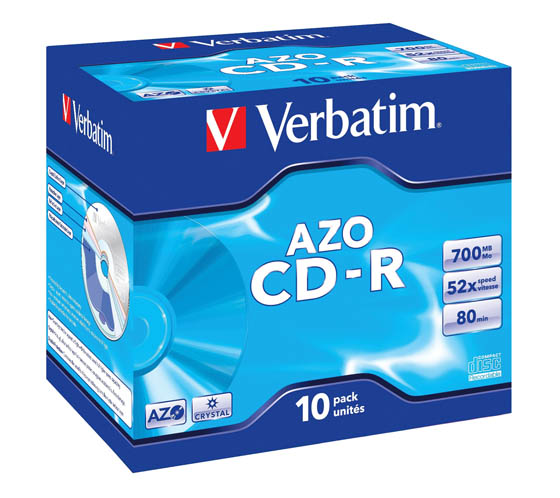 CD-R-levy Verbatim AZO Crystal 700 MB 52x jewelcase