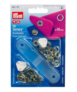 Rengasneppari Prym Jersey 10 mm hopea /10 + työkalu