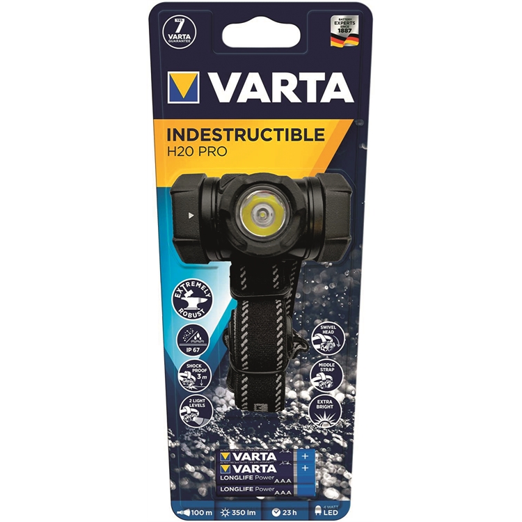 Otsalamppu ladattava Varta Indestructible H20 Pro
