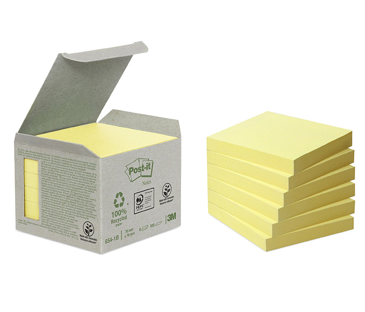 Viestilappu Post-it Recycled Notes 76x76mm keltainen
