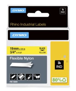 Tarrakasetti DYMO Rhino Nylon 18491 19 mm keltainen/musta
