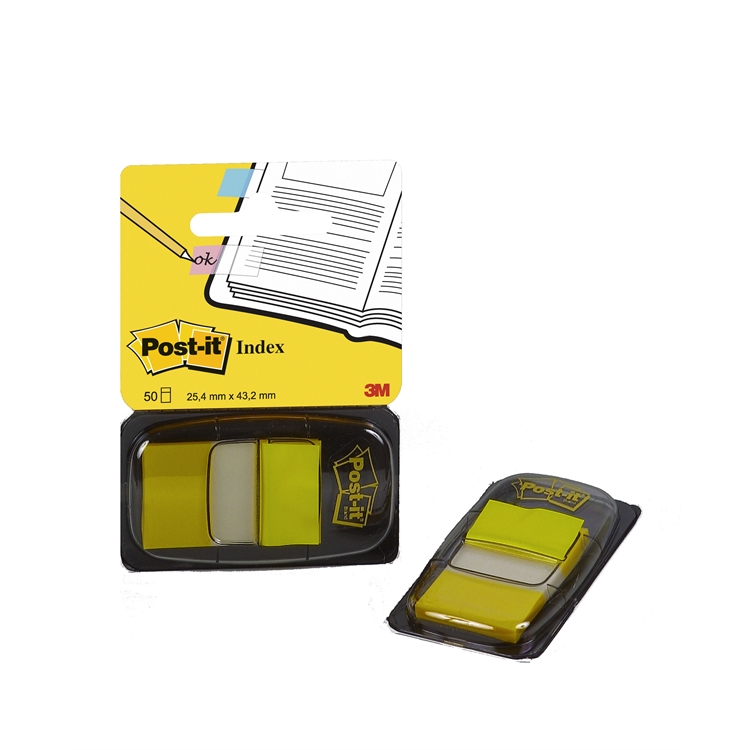 Teippimerkki Post-it Index 25,4 x 43,2 mm keltainen /2x50