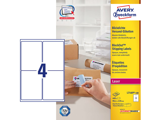 Postitustarra laser Avery L7169-100 99,1 x 139 mm /400