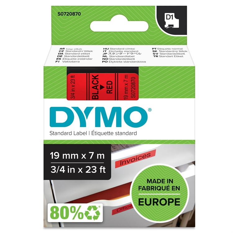 Tarrakasetti DYMO D1 19 mm punainen/musta
