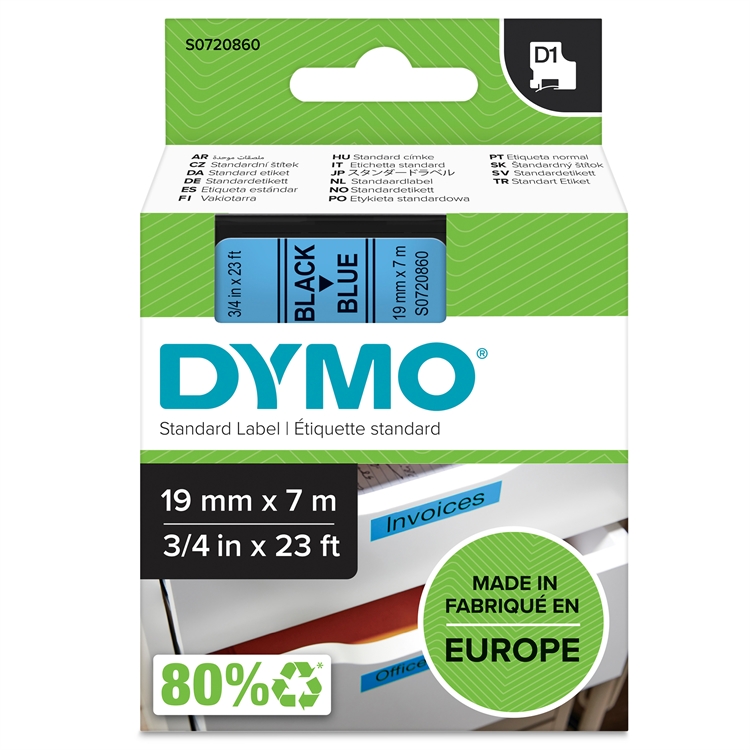 Tarrakasetti DYMO D1 19 mm sininen/musta
