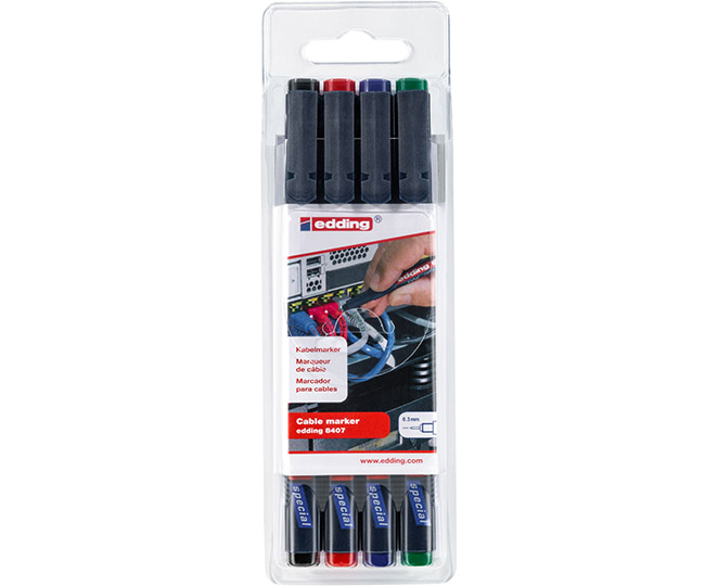 Merkintäkynä Edding 8407 Cable Marker 0,3 mm värilaj 4 kpl