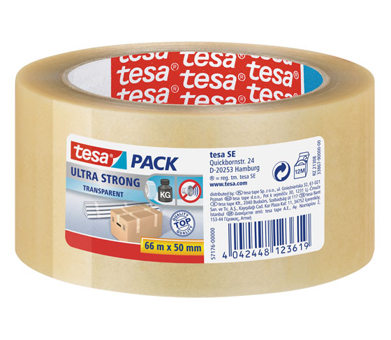Pakkausteippi tesapack ultra strong PP 50 mm x 66 m kirkas