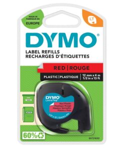 Tarrakasetti DYMO Letratag 91223 12 mm x 4 m punainen/musta