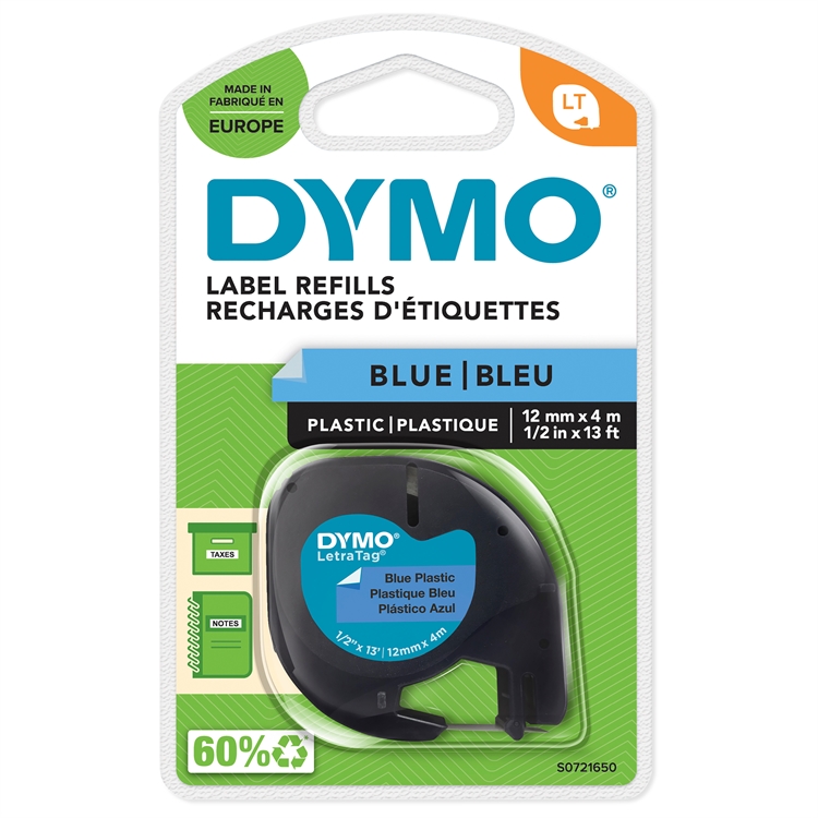 Tarrakasetti DYMO Letratag 91225 12 mm x 4 m sininen/musta