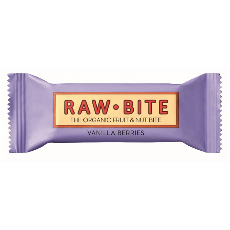 Välipalapatukka Rawbite Vanilla Berries luomu 12 x 50 g