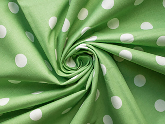 Puuvillakangas 150 cm x 5 m lime/pallot