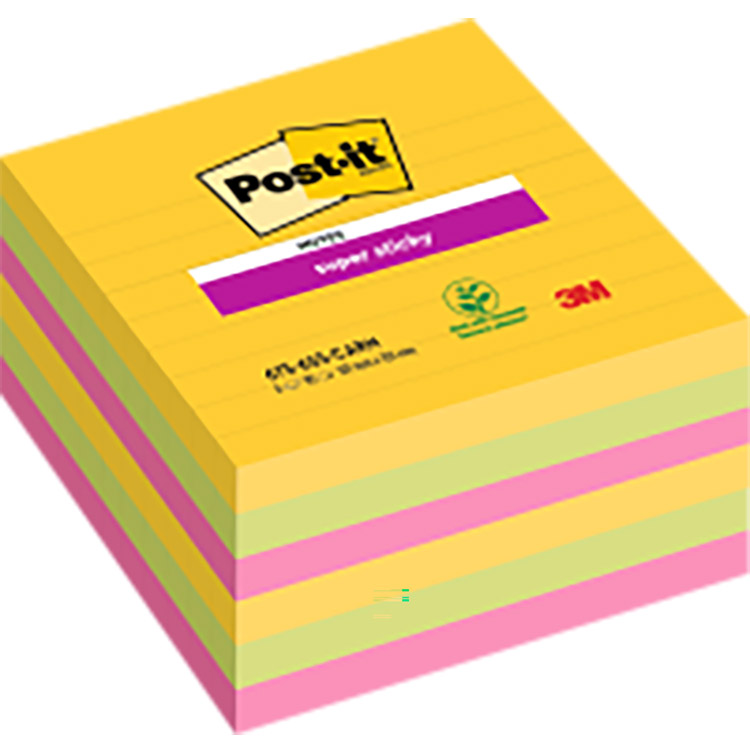 Viestilappu Post-it Super Sticky 101x101mm viivat 6 kpl