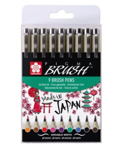 Sivellintussi Sakura Pigma Brush värilajitelma 9 kpl