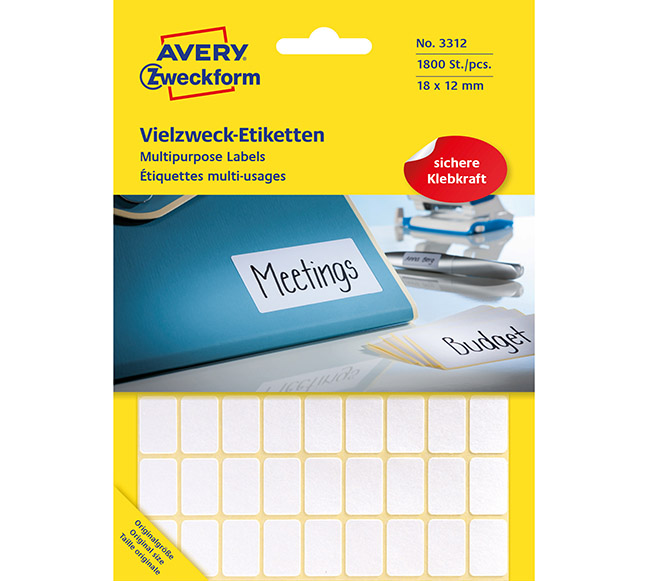 Tarra käsinkirjoitukseen Avery 3312 18 x 12 mm /1800