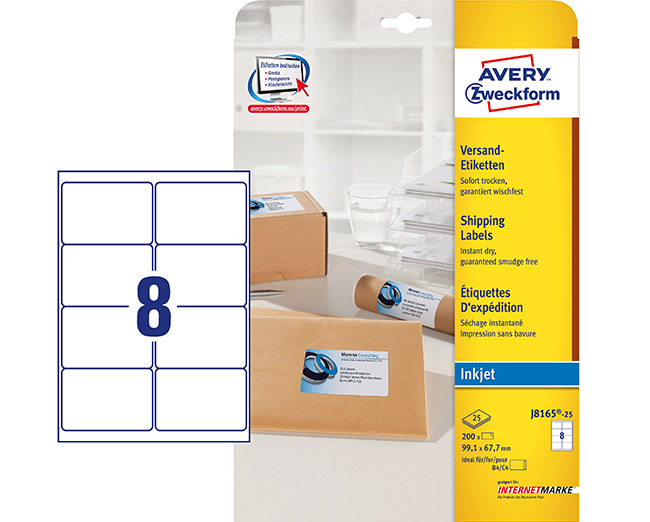 Postitustarra Avery J8165-25 99,1 x 67,7 mm /200