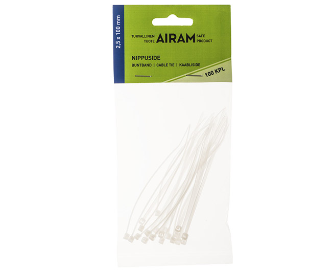 Nippuside Airam 2,5 x 100 mm valkoinen /100